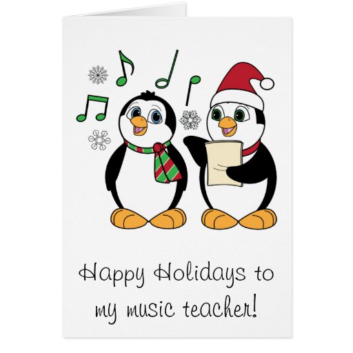 Music Teacher Christmas Penguins Singing Greeting Card | Zazzle