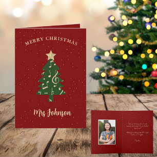 Music Teacher Christmas Tree Photo Holiday Card