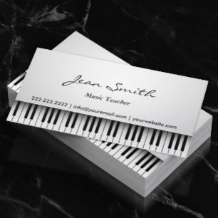 Music Teacher Classy White Piano Musical Business Card