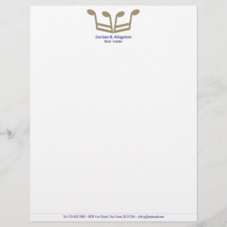 Music Teacher Crown Custom Letterhead