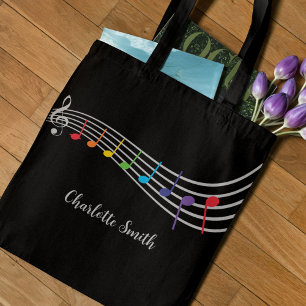 Music Teacher Custom Name Music Notes Tote Bag