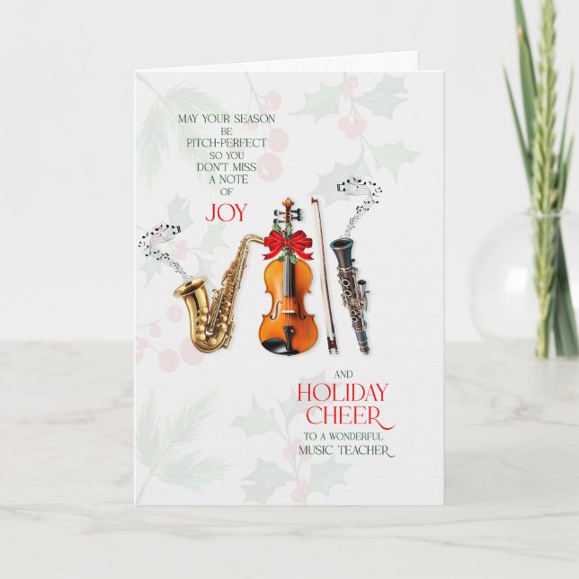 Music Teacher Don't Miss a Note of Joy Holiday Card (Front)