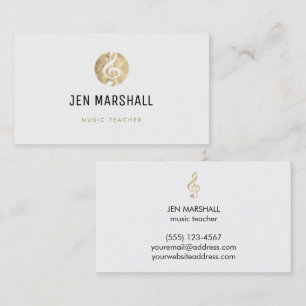 music teacher elegant faux gold foil treble clef business card