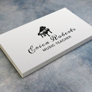 Music Teacher Elegant Piano Icon Musical Business Card