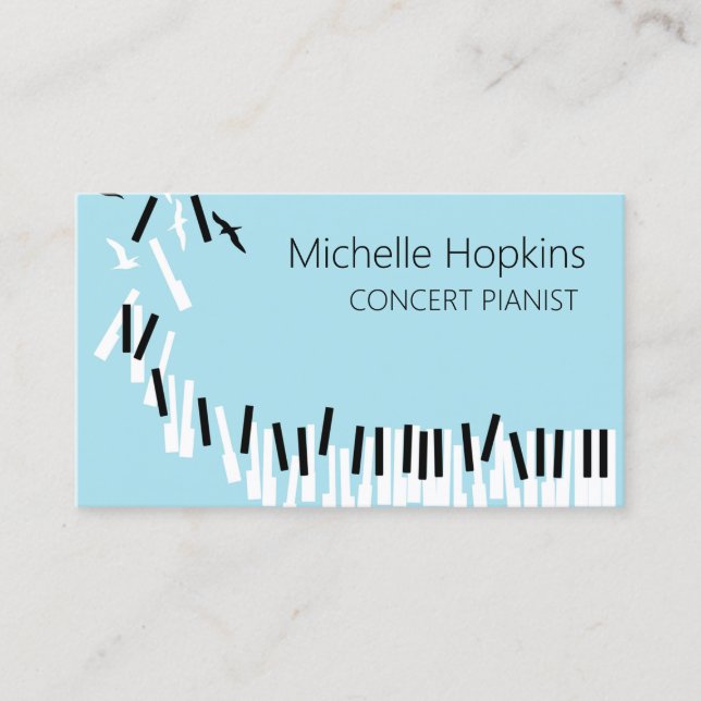 Music Teacher Elegant Piano Keys Calling Card (Front)