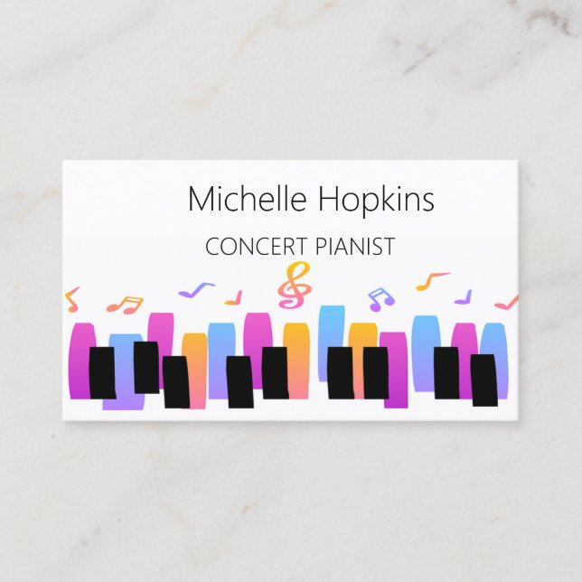 Music Teacher Elegant Piano Keys Calling Card (Front)