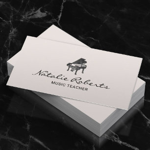Music Teacher Elegant Piano Logo Minimal Musical  Business Card