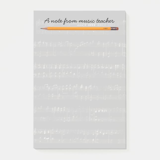 Music Teacher Elegant Silver Musical Post-it Notes (Front)