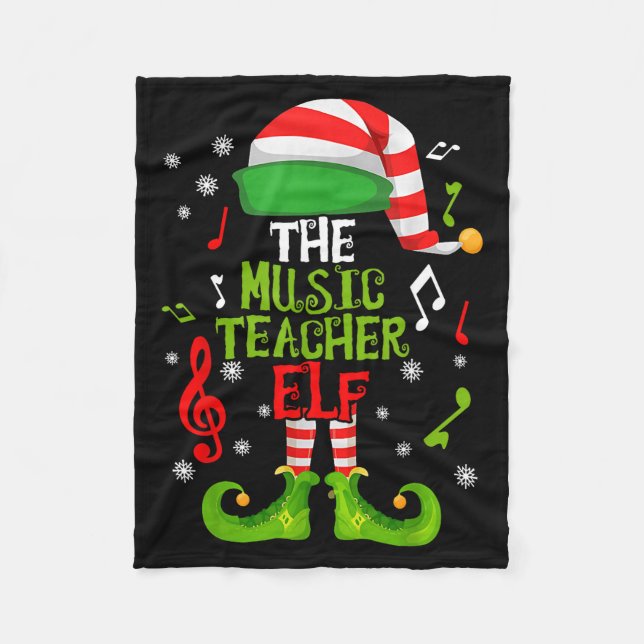 Music Teacher Elf Christmas Family Matching Xmas G Fleece Blanket (Front)