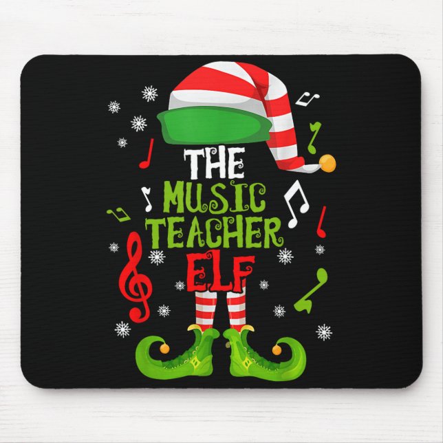 Music Teacher Elf Christmas Family Matching Xmas G Mouse Pad (Front)