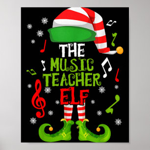 Music Teacher Elf Christmas Family Matching Xmas G Poster