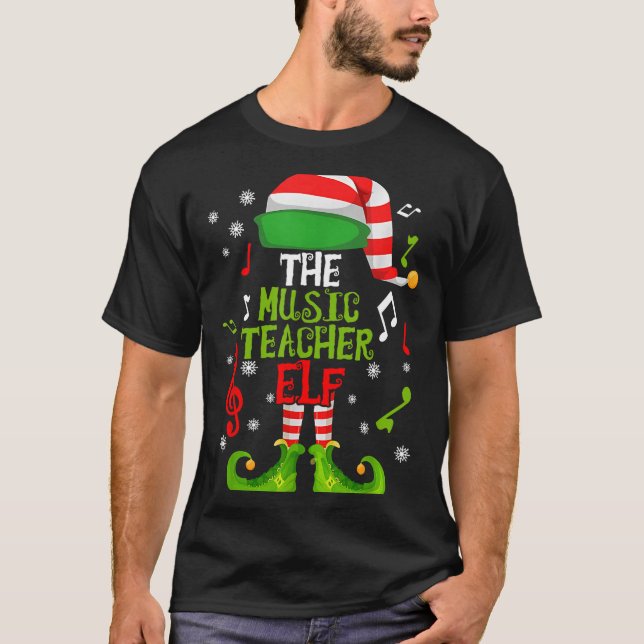 Music Teacher Elf Christmas Family Matching Xmas G T-Shirt (Front)