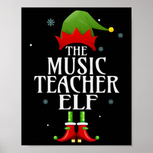 Music Teacher Elf Xmas Matching Family Group Chris Poster