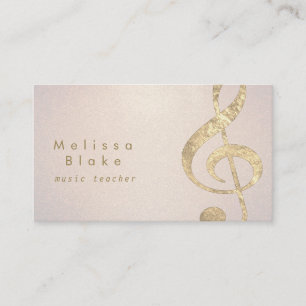 music teacher faux gold foil treble on glitter business card
