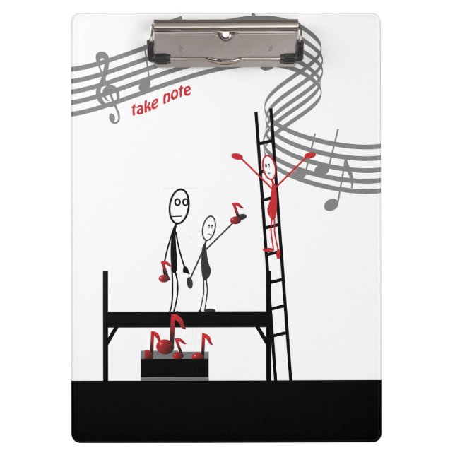 Music Teacher Funny Stickman Clipboard (Front)