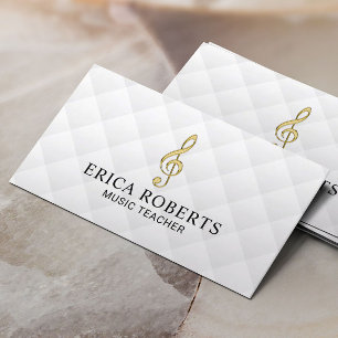 Music Teacher Gold 3D Clef Symbol Musical Business Card