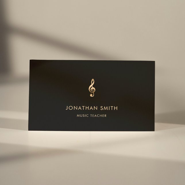 Music Teacher Gold Treble Clef Modern Business Card (Creator Uploaded)