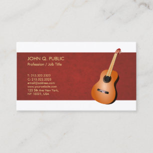 Music Teacher Guitar Elegant Silk Finish Luxe Business Card