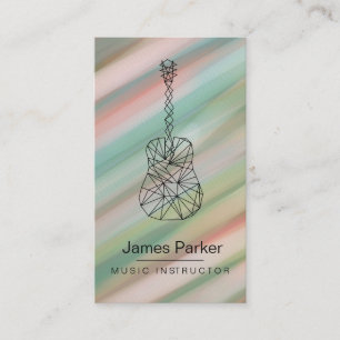 Music Teacher Guitar Logo Minimalist Musician Business Card