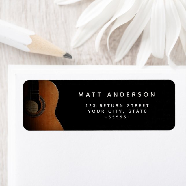 Music Teacher Guitar Modern Return Address Return Address Label (Insitu)