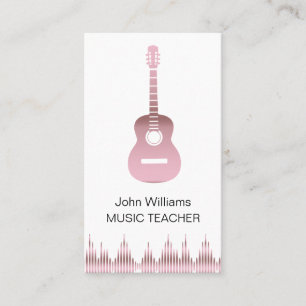 Music Teacher Guitar Musician Rose Gold Elegant    Business Card