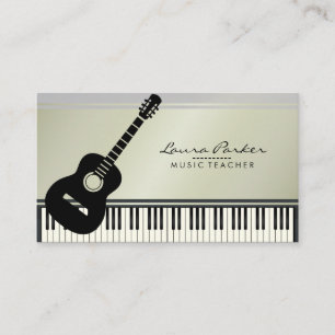 Music Teacher Guitar Piano Keyboard Musician Business Card