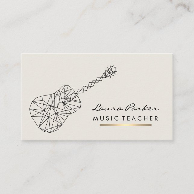 Music Teacher Guitar Player instrument Geometric Business Card (Front)