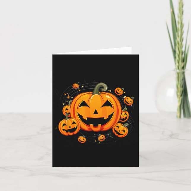 Music Teacher Halloween Fall Pumpkin  Card (Front)