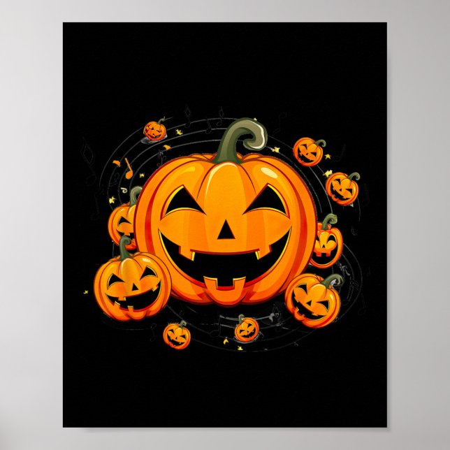Music Teacher Halloween Fall Pumpkin  Poster (Front)