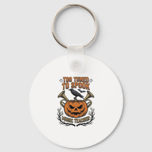 Music Teacher Halloween Pumpkin Engraving Shirt De Key Ring
