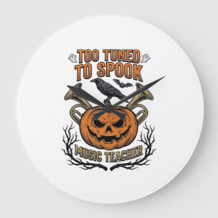 Music Teacher Halloween Pumpkin Engraving Shirt De Large Clock