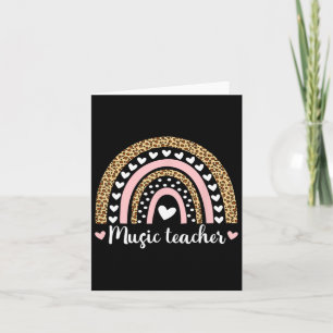 Music Teacher Leopard Boho Rainbow 100 Days Of Sch Card