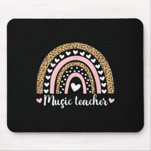 Music Teacher Leopard Boho Rainbow 100 Days Of Sch Mouse Pad