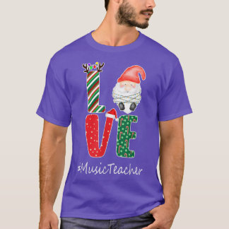 Music Teacher Love Christmas Pajama Funny Gnome Sa T-Shirt