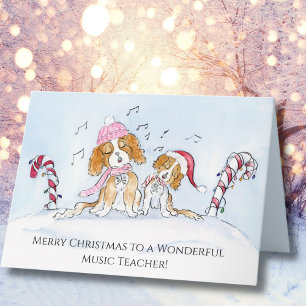 Music Teacher Merry Christmas CKCS Dogs Card