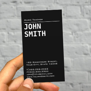 Music Teacher Minimalist Plain Black  Business Card