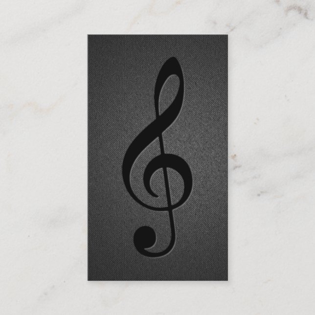 Music Teacher Musical Clef Symbol Elegant Black Business Card (Front)
