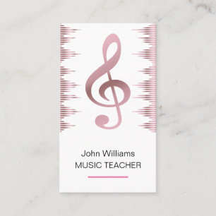 Music Teacher Musician Rose Gold Elegant Business Card