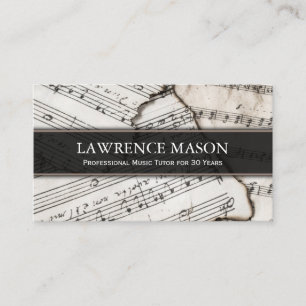 Music Teacher Photo of Sheet Music - Business Card