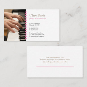 Music Teacher   Pianist Business Card