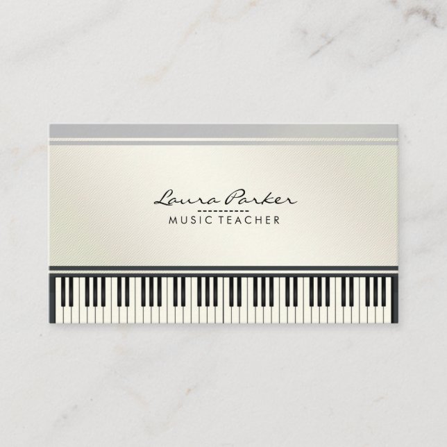 Music Teacher Piano Keyboard Musician Pianist Business Card (Front)