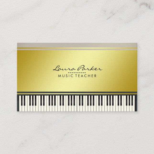 Music Teacher Piano Keyboard Musician Pianist Business Card (Front)