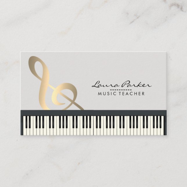Music Teacher Piano Keyboard Musician Pianist Business Card (Front)