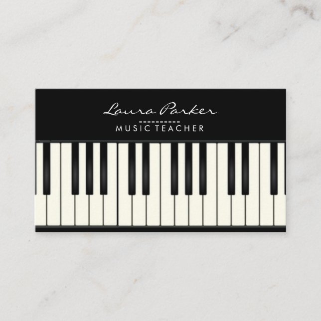 Music Teacher Piano Keyboard Musician Pianist Business Card (Front)