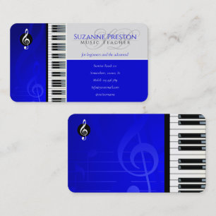 Music Teacher   Piano Keys Blue Business Card
