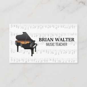 Music Teacher Piano Logo Pianist Business Card