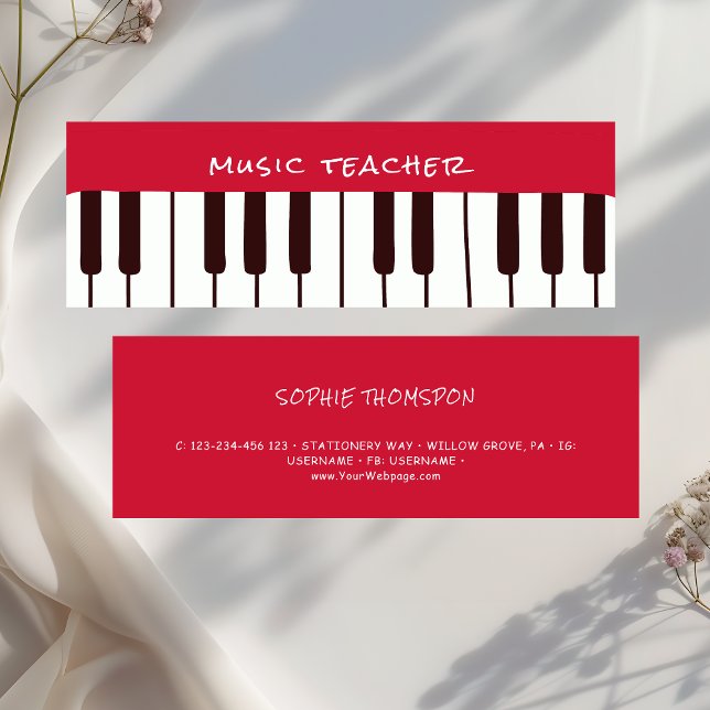Music teacher piano private lessons mini business card (Creator Uploaded)