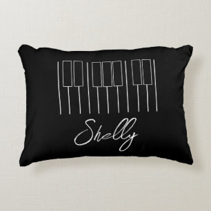 Music Teacher Piano Student Keyboard Black White Decorative Cushion