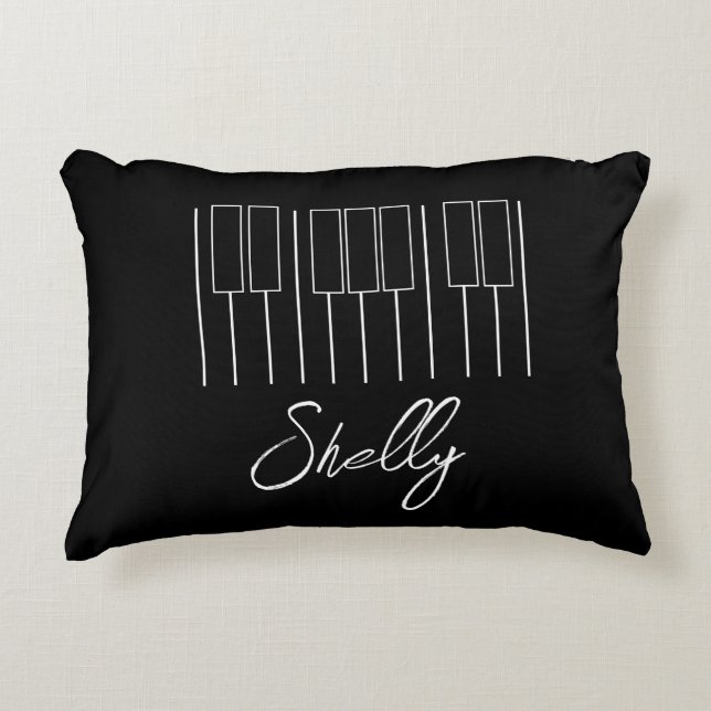 Music Teacher Piano Student Keyboard Black White Decorative Cushion (Front)