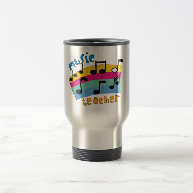 Music Teacher Rainbow Notes Gifts Travel Mug (Center)